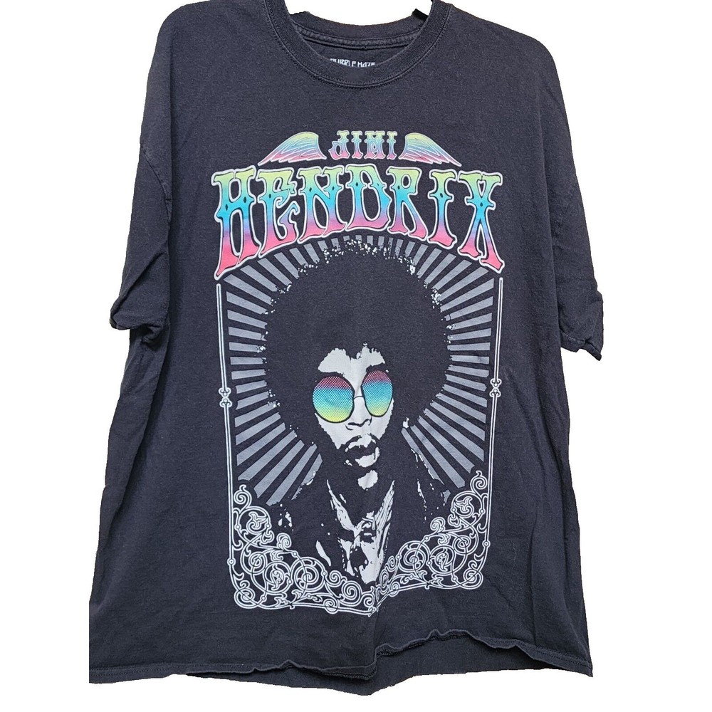 Jimi Hendrix Size 2X Retro Purple Haze 1969 2 sided Black Band T-Shirt San Diego